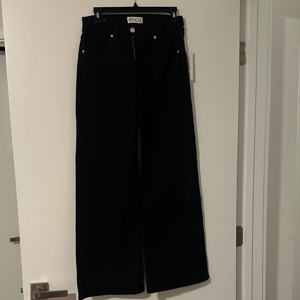 Etica black mid rise Wide-Leg Jeans